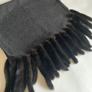 Wool shawl with mink tail fringe, 1980